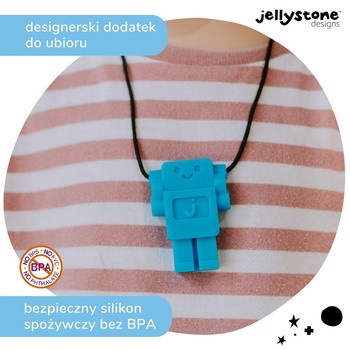 Jellystone Designs, gryzak terapeutyczny Niebieski Robot, 1 szt.