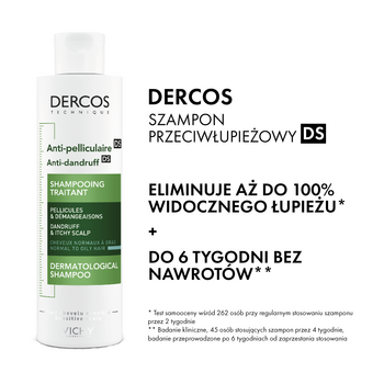 Vichy Dercos, szampon przeciwłupieżowy, włosy normalne i przetłuszczające się, 200 ml