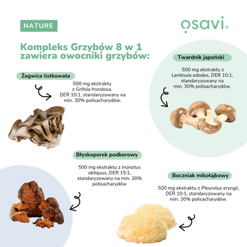Osavi Kompleks Grzybów 8 w 1, proszek, 200 g