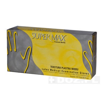 Rękawice Super-Max, Plastry miodu, lateksowe pudrowane, kolor kremowy, rozmiar M, 100 szt.