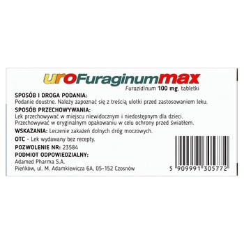 UroFuraginum Max, 100 mg, tabletki, 15 szt.