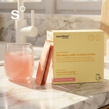 Sundose Everyday For Skin Anti-Aging Kwas Hialuronowy i Witamina C, saszetki z proszkiem, smak malinowo-cytrynowy, 15 szt.