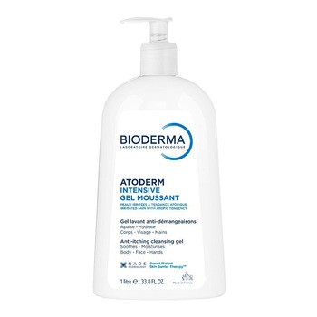 Bioderma Atoderm Intensive Gel moussant, łagodny żel oczyszczający i natłuszczający, 1 l