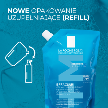 La Roche-Posay Effaclar Foaming Gel, żel oczyszczający dla skóry skłonnej do trądziku, uzupełnienie, 400 ml