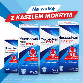 Mucosolvan Mini, 15 mg/5 ml, syrop, 100 ml