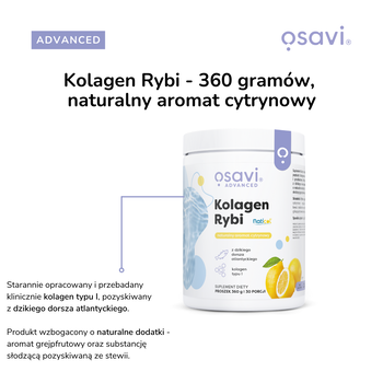 Osavi Kolagen Rybi, proszek, naturalny aromat cytrynowy, 360 g
