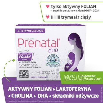 Prenatal Duo, II i III trymestr ciąży, kapsułki, 30 szt. Classic + 60 szt. DHA