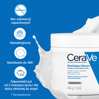 Zestaw CeraVe, nawilżający balsam do twarzy i ciała z ceramidami do skóry suchej i bardzo suchej, 454 g + opakowanie uzupełniające refill, 454 g