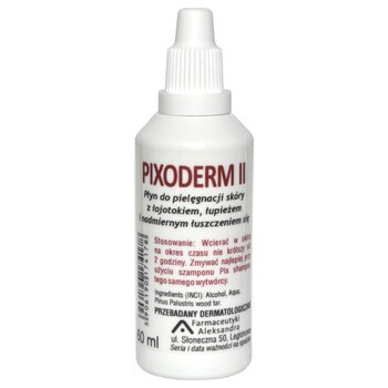 Pixoderm II, płyn do pielęgnacji skóry z łojotokiem i łupieżem, 60 ml