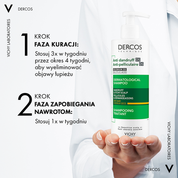 Zestaw Dercos DS, szampon przeciwłupieżowy, włosy suche, 390 ml + opakowanie uzupełniające, 390 ml