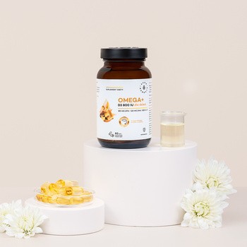Aura Herbals Omega + Witamina D3 800 IU dla dzieci, kapsułki miękkie, 60 szt.