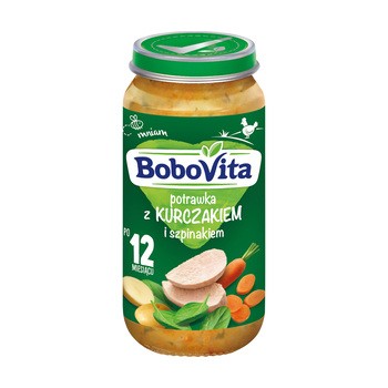 BoboVita, obiadek potrawka z kurczakiem i szpinakiem, 12 m+, 250 g