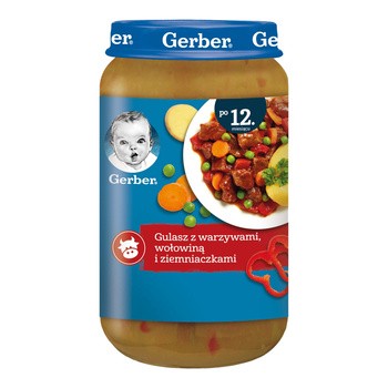 Gerber, gulasz z warzywami, wołowiną i ziemniaczkami, 12 m+, 250 g