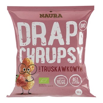 Naura, Drapi Chrupsy, bio chrupki o smaku truskawkowym, 50 g