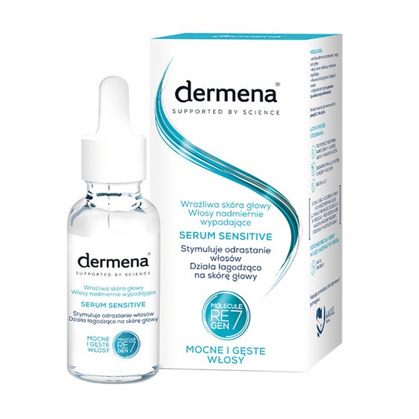 Dermena Dermena Sensitive, serum do wrażliwej skóry głowy i włosów nadmiernie wypadających, 50 ml — Składniki i ocena