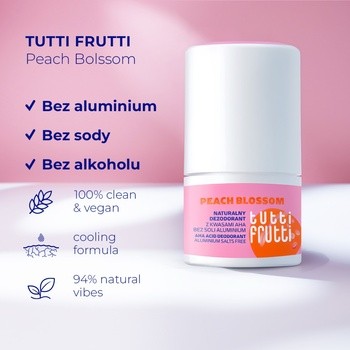Farmona Tutti Frutti #PeachBlossom, dezodorant kwasowy AHA, bez soli aluminium, 50 ml