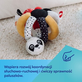 Canpol Babies, sensoryczna piłka z grzechotką i piszczkiem BabiesBoo, 1 szt.