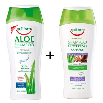 ZESTAW APS I  Equilibra, szampon do włosów farbowanych, 250ml + szampon aloesowy, 250ml - 50% taniej