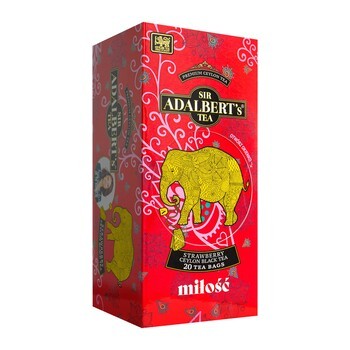 Adalbert's tea, Miłość, strawberry ceylon black tea, czarna herbata, saszetki 20 x 2 g