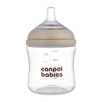 Canpol Babies Natural Shape, butelki ze smoczkiem dwustrefowym, 150 ml, przepływ wolny, 2 szt.