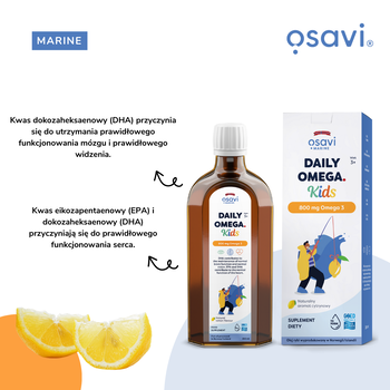Osavi Daily Omega Kids 800 mg Omega 3, płyn, smak cytrynowy, 250 ml