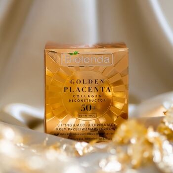 Bielenda Golden Placenta Collagen Reconstructor, liftingująco-ujędrniający krem przeciwzmarszczkowy 50+, 50 ml