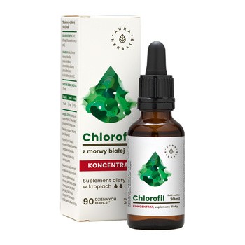 Aura Herbals Chlorofil z morwy białej, koncentrat, krople, 30 ml