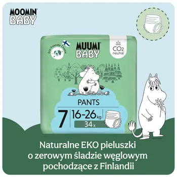 Muumi Baby Pants, pieluchomajtki, 7 (16-26 kg), 34 szt.