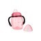 Akuku, kubek niekapek z miękkim ustnikiem, różowy, 1 szt.