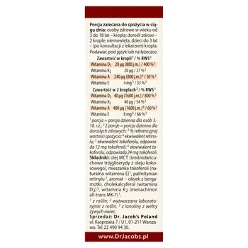 Dr Jacob's Medical, Witamina ADEK, krople, 20 ml