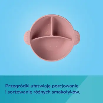 Canpol babies, miska silikonowa Dots z 3 przegródkami i przyssawką, 360 ml, różowa, 1 szt.