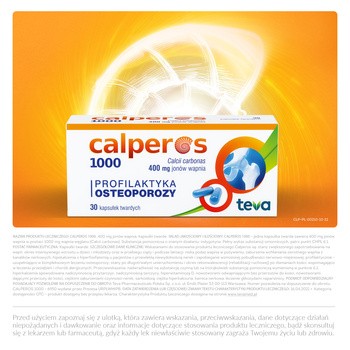 Calperos 1000, 400 mg jonów wapnia, kapsułki twarde, 30 szt.