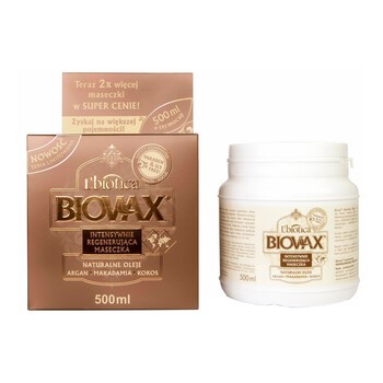 Biovax Naturalne Oleje, intensywnie regenerująca maseczka do włosów, 500 ml