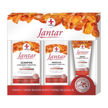 Zestaw Jantar Medica, szampon, 330 ml + mgiełka, 200 ml + serum, 30 ml