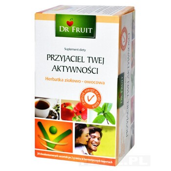 Dr Fruit Przyjaciel Twej aktywności, herbatka ziołowo - owocowa, 2 g , 20 saszetek