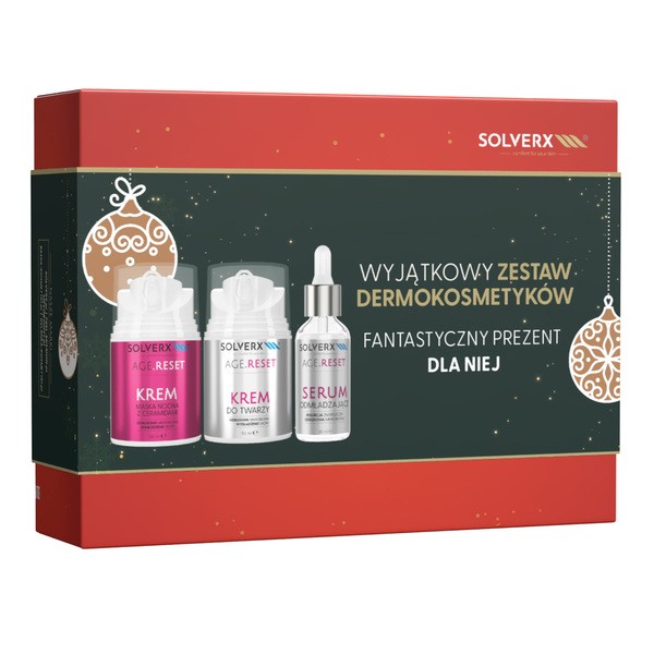 Solverx Zestaw Solverx Age Reset, krem-maska na noc, 50 ml + krem do twarzy, 50 ml + serum, 30 ml