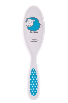 Canpol Babies, Zestaw szczotka z miękkim włosiem i grzebień dla niemowląt, niebieski, 1 szt.