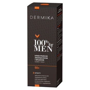 Dermika 100% For Men 50+, krem przeciw zmarszczkom i bruzdom, na dzień/noc, 50 ml
