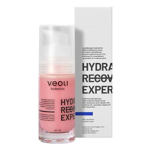 Veoli Botanica Veoli Botanica Hydra Recovery Expert, nawadniająco-naprawcze multi-molekularne serum, 30 ml — Składniki i ocena