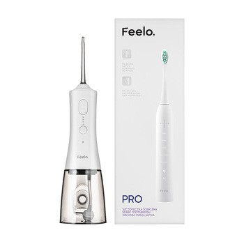 Zestaw Feelo Pro, szczoteczka soniczna white z etui, 1 szt. + biały irygator do higieny jamy ustnej, 1 szt.