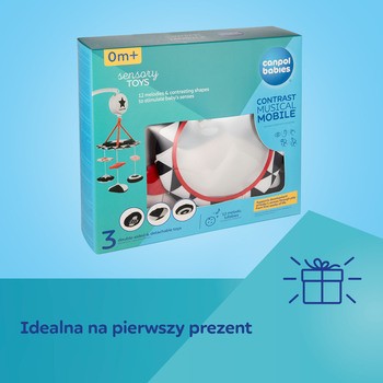 Canpol Babies Sensory Toys, kontrastowa karuzela pluszowa z pozytywką, 1 szt.