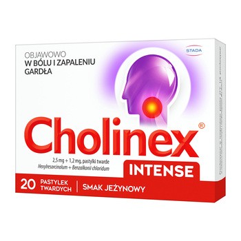 Cholinex Intense, tabletki do ssania, smak jeżynowy, 20 szt.