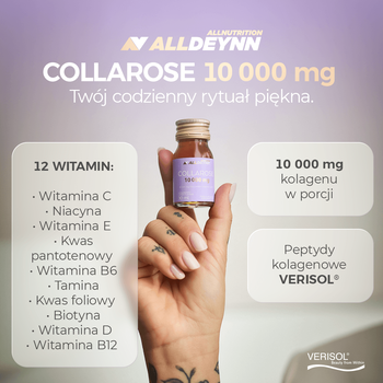 Allnutrition Alldeynn Collarose, 10000 mg, płyn, smak truskawkowo-cytrynowy, 30 szt.