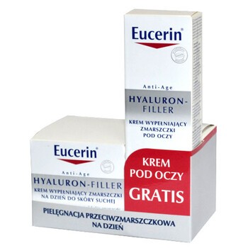 Zestaw Promocyjny Eucerin Hyaluron Filler, krem na dzień, skóra sucha, 50 ml + krem pod oczy, 15 ml GRATIS