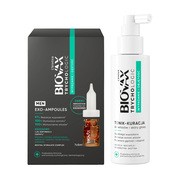 Zestaw L'biotica Biovax Trychologic, Exo-Ampoules Men Wypadanie i Gęstość, kuracja przeciw wypadaniu włosów dla mężczyzn, 7 x 5 ml + Wypadanie i Objętość, tonik-kuracja do włosów i skóry głowy, 150 m