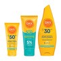Zestaw DAX Sun, emulsja ochronna twarz i ciało SPF50 travel, 50 ml + nawilżająca emulsja ochronna SPF30, 175 ml + balsam po opalaniu rodzinny z 5% D-pantenol travel, 100 ml