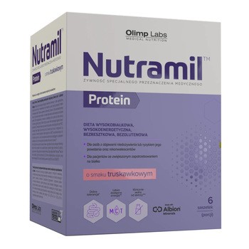 Olimp Nutramil Complex Protein, smak truskawkowy, 6 saszetek