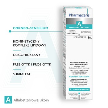 Pharmaceris A Corneo-Sensilium, Dermo-naprawczy krem regenerujący do twarzy i ciała dla dorosłych, dzieci i niemowląt, 75 ml