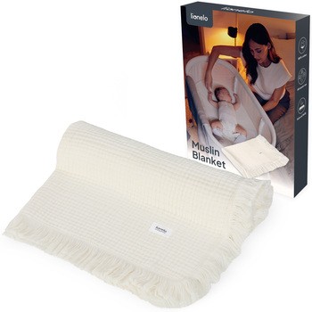 Lionelo Muslin Blanket, niemowlęcy kocyk muślinowy, Natural Cream, 1 szt.