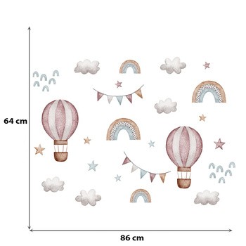 Sipo, Naklejki na ścianę dla dzieci, Balony i tęcza, 1 szt.